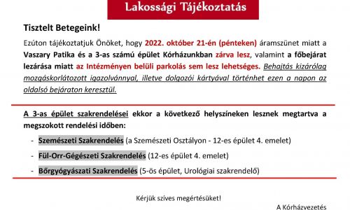 Áramszünet miatt nem lehet parkolni holnap az esztergomi kórház udvarán